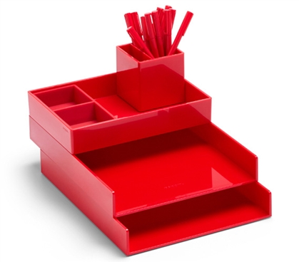 Ultra Stacked Dorm Desk Bundle - Red Dorm Organizers Dorm Room Decor