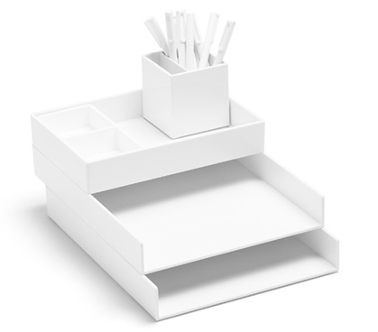 Ultra Stacked Dorm Desk Bundle - White Dorm Organization Dorm Essentials