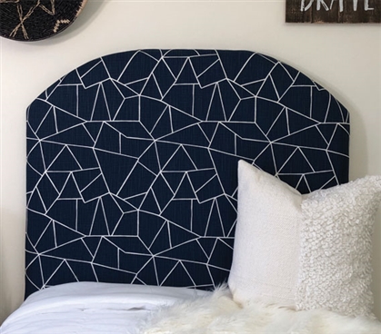 Unique College Decor Navy Cut Glass Design Dorm Room Headboard for Extra Long Twin Bed