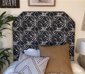 Stylish Dorm Bedding Decor Gerardo Unique Shape Pattern Grey College Headboard