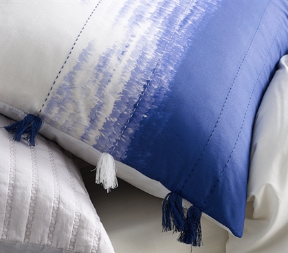 Ombre Purple Pillow Sham Set Indigo Pillow Shams with Tassels Cotton Pillowcase Set of 2