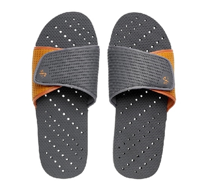 Showaflops - Men's Antimicrobial Shower Sandal - Grey/Orange