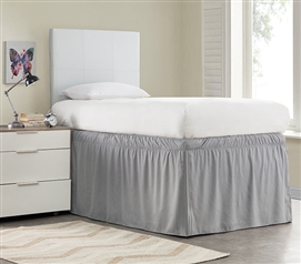Gray Bed Skirt Twin XL Bedding Essential for Dorm Size Bed Dimensions Twin XL Bed Skirt 32 Inch Drop