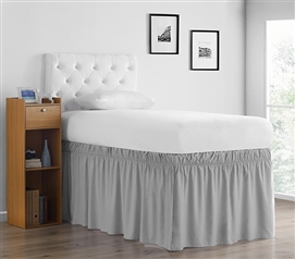 Twin XL Elastic Bed Skirt With Split Corners Dorm Bed Skirt 32 Inch Drop Bed Skirt for Dorm Size Bed Dimensions