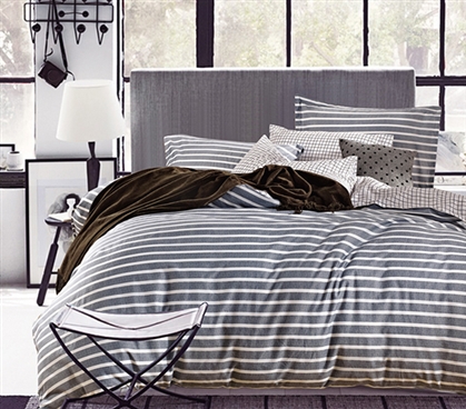 Classic Gray Stripes Twin XL Comforter Dorm Essentials Dorm Room Decor Must Have Dorm Items