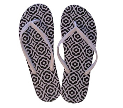 Psychedelic Design Footwear - Unique Black and White Pattern - Shower Sandal