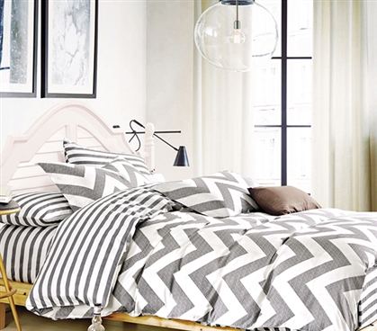 Chevron Gray Twin XL Comforter Dorm Essentials Dorm Room Decor