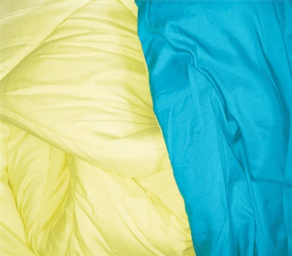 Peacock Blue/Limelight Yellow Reversible College Comforter - Twin XL