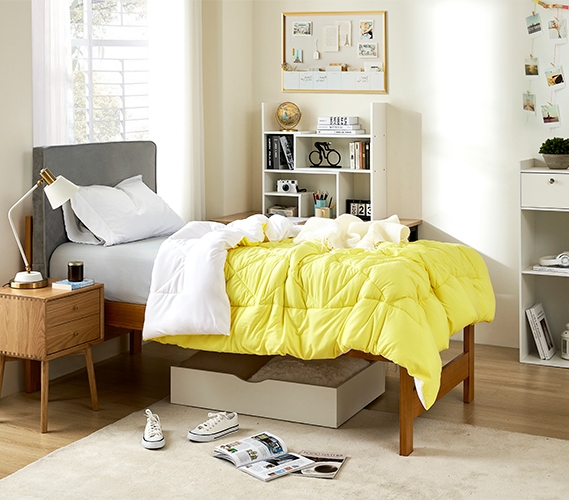 Limelight Yellow/White Reversible Twin XL Comforter - Trendy Dorm Room  Bedding Essentials