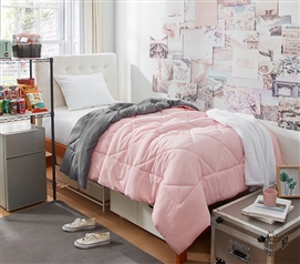 Trendy Dorm Decor for Girls Pink Twin Extra Long Comforter Cute College Bedding Essentials