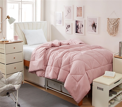 Solid Silver Pink Twin XL Comforter
