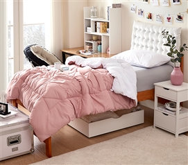 White Pink Dorm Room Bedding Essentials Cute College Supplies Affordable Twin Extra Long Comforter