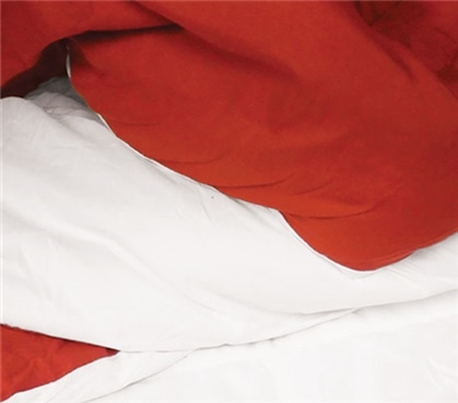 White/Cherry Red Reversible College Comforter Twin Extra Long Dorm Bedding
