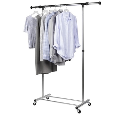 Extra Tall Adjustable Garment Rack on Wheels Space Saving Ideas for College Dorm Rooms