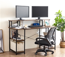 Suprima Desk - Dual Monitor Height Organizer - Mahogany