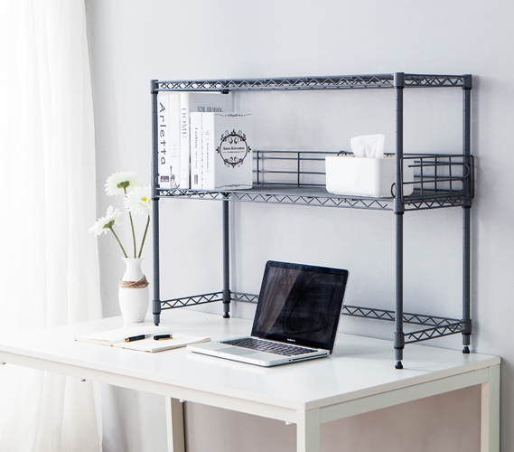  Metal Desk Shelf, Adjustable Desk Bookcase, Open