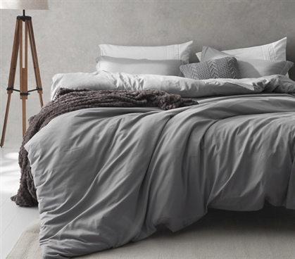 Gray Extra Long Twin Bedding Alloy Gray Supersoft Fashionable Twin XL Duvet Cover