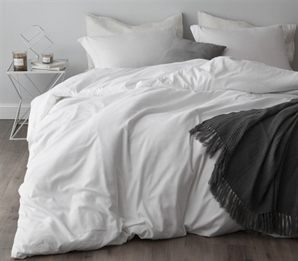 White Supersoft College Bedding - Twin XL Duvet Cover