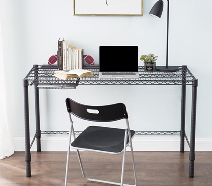 Heavy Duty College Desk Standard Size SuprimaÂ® Gunmetal Gray Carbon Steel Dorm Room Essential