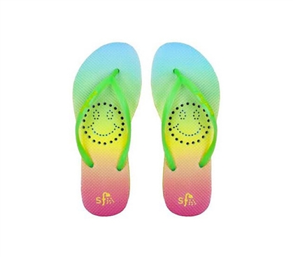 Showaflops - Women's Antimicrobial Shower Sandal - Rainbow Smile