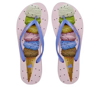 Showaflops - Women's Antimicrobial Shower Sandal - Ice Cream Cone Shower Shoes for College