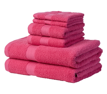Ultra Quick Dry Towel Set - 6 Piece 100% Cotton - Pink