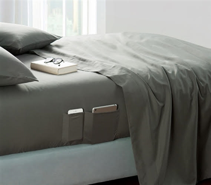 Bedside Pocket Twin XL Sheet Set - Supersoft Pewter