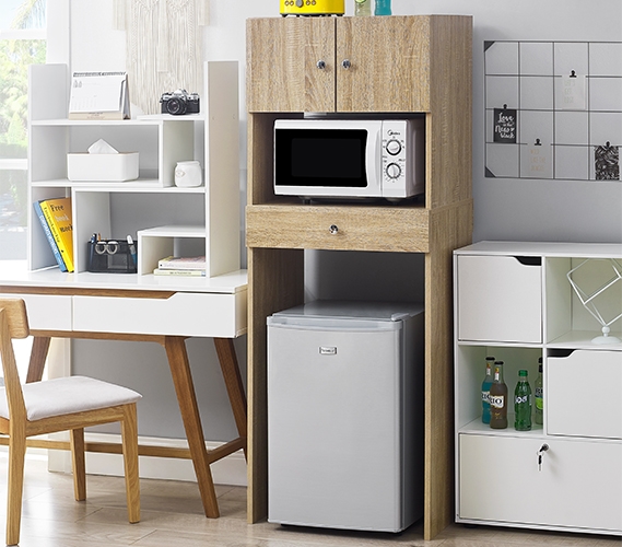 Mary Storage Cabinet with Media Outlets Can Hold a Mini Refrigerator – Luna  Dorm Interiors