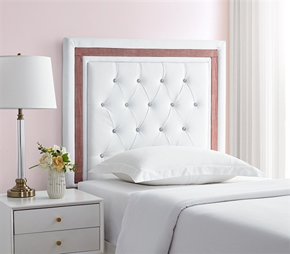 Tavira Allure College Dorm Headboard - White with Crimson Crystal Border