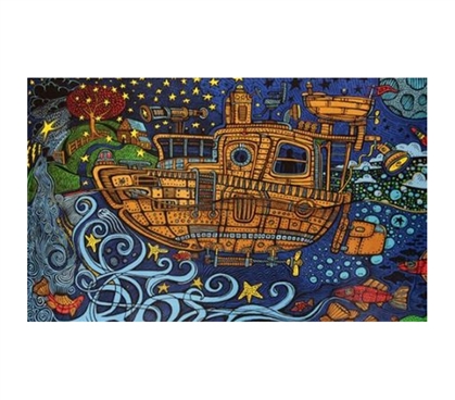 3D Steampunk Tug Tapestry