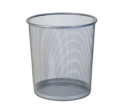 Round Mesh Trash Bin - Silver