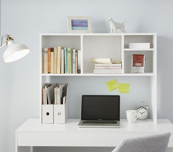 The College Cube - Dorm Desk Bookshelf - White Upper Desk Shelving
