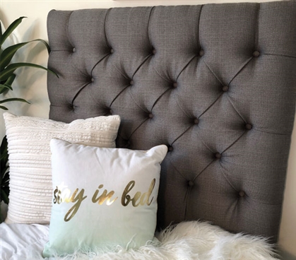 Essential Extra Long Twin Bedding Stylish Tufted Linen Grey Dorm Room Headboard