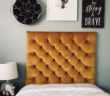 Stylish Gold College Twin XL Bedding Decor Comfortable Plush Tufted Handmade Dorm Room Headboard