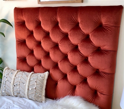 Rust Colored College Bedding One of a Kind Dorm Room Headboard Comfortable Plush Tufted Dorm Decor