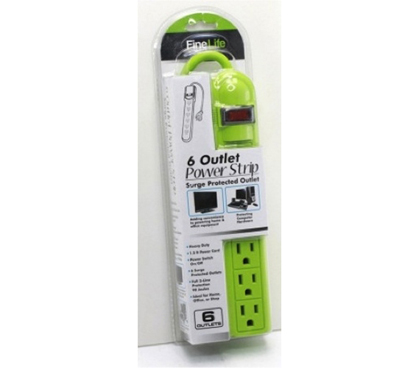 Dorm Necessities - 6-Outlet Surge Protected Power Strip - Lime Green - Products For College Students