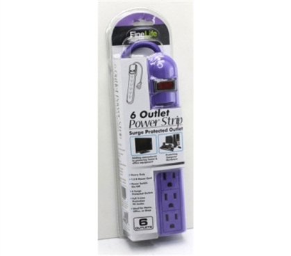 6-Outlet Surge Protected Power Strip - Purple - Needed For Dorm Electronics