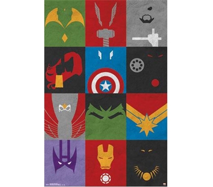Wall Decor For Dorms - Avengers - Minimalist Grid Poster - Buy Posters