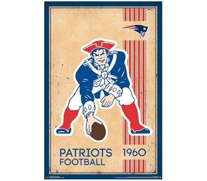 Retro New England (Boston) Patriots 1960 Logo Poster - Dorm Posters For College