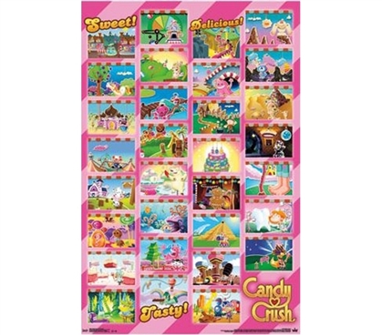 Shopping Essentials For College - Candy Crush - Worlds Grid Poster - Buy Items For College
