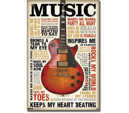 Artistic Music Poster - Music Inspires Me Poster - Essential Dorm Decorations