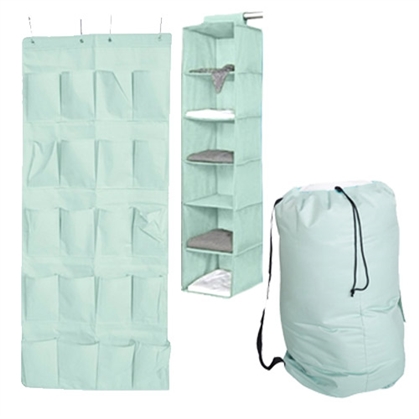 TUSKÂ® 3-Piece College Closet Pack - Calm Mint (Over Door Shoe Version) Dorm Storage Solutions Must Have Dorm Items