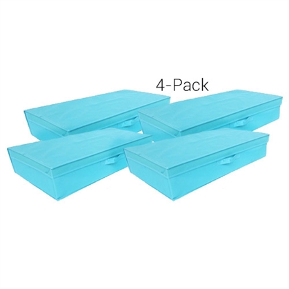 TUSKÂ® Underbed Folding Box 4-Pack - Aqua Dorm Storage Solutions Dorm Organization