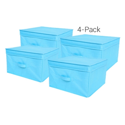 TUSKÂ® Jumbo Storage Box 4-Pack - Aqua Dorm Essentials College Supplies