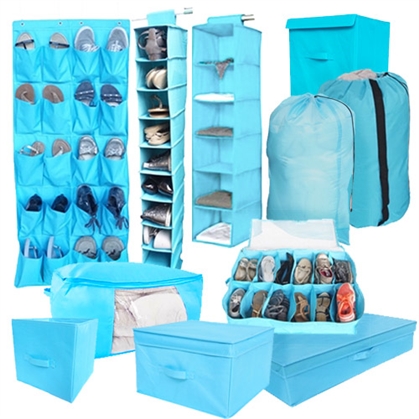 10PC Complete Dorm Organization Set - TUSKÂ® Storage - Aqua Dorm Essentials Dorm Room Storage