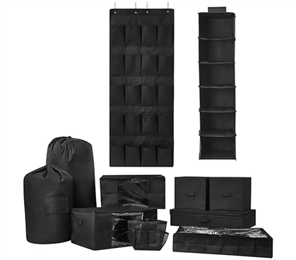 10PC Complete Dorm Organization Set - TUSKÂ® Storage - Black Dorm Storage Solutions Dorm Essentials