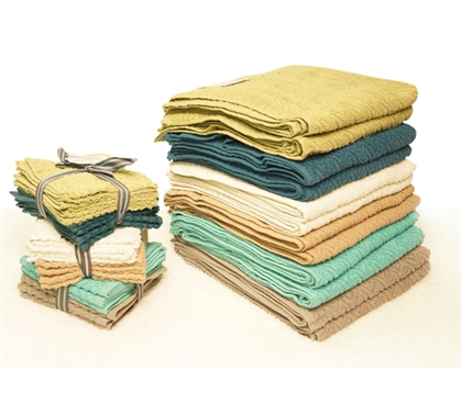 Towel and Washcloth Set - Chevron Waves Dorm Essentials