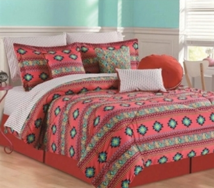 Azure Twin XL Comforter Set - 4 Piece Set Dorm Bedding Set college Twin XL Bedding