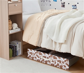 Texture Brand - Rolling Under Bed Storage Drawer - Moo Cow White/Brown
