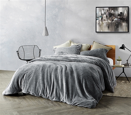Gray Twin Extra Long Bedspread Set Plush Dorm Duvet Cover Set Softest College Bedding Essentials